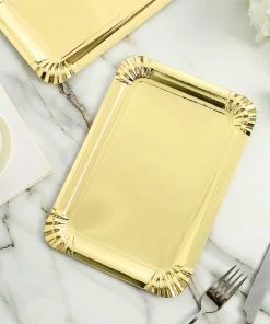 HIER_5442 Disposable Dinnerware 10 Pack | Metallic Gold 9