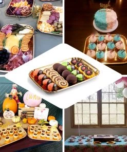 HIER_5442 Disposable Dinnerware 10 Pack | Metallic Gold 9