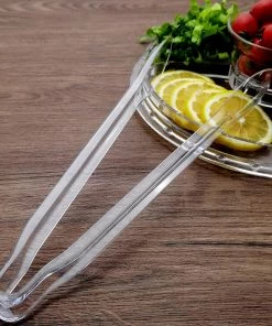 HIER_5460 3 Pack | Clear 12" Plastic Serving Tongs, Catering Disposable Food Service Tongs