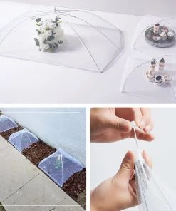 HIER_5170 3 Pack | Pop-up Mesh Food Cover Umbrella Tents, Plant & Food Protector For Outdoor Parties BBQ - Assorted Sizes Disposable Dinnerware