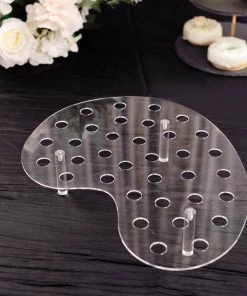 HIER_5442 Clear 35-Slot Acrylic Ice Cream Cone Display Stand, 16" Mini Snow Cone Holder Tray Disposable Dinnerware