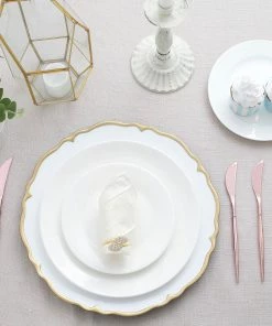 HIER_5460 Disposable Dinnerware 24 Pack | 8" Rose Gold Heavy Duty Plastic Knives, Modern Flatware, Premium Disposable Plastic Silverware