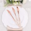 HIER_5460 Disposable Dinnerware 24 Pack | 8" Glossy Blush/Rose Gold Heavy Duty Plastic Silverware Knives, Premium Disposable Flatware Cutlery