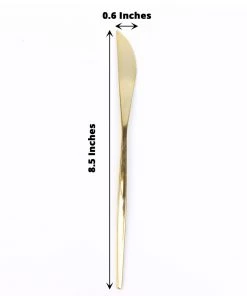HIER_5460 24 Pack | 8" Glossy Gold Heavy Duty Plastic Silverware Knives Cutlery, Premium Disposable Sleek Flatware Disposable Dinnerware 19 HIER_5460 24 Pack | 8