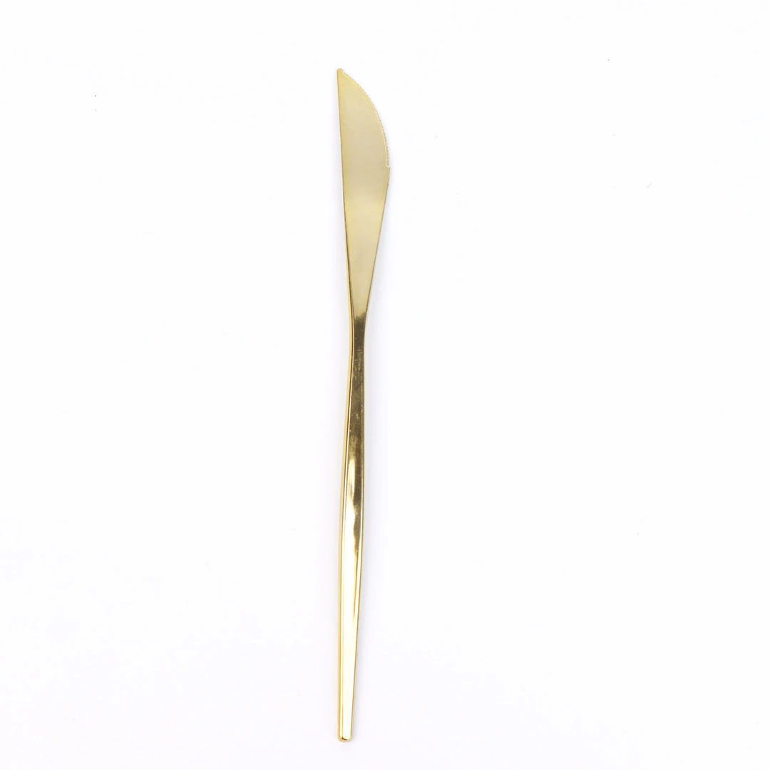 HIER_5460 24 Pack | 8" Glossy Gold Heavy Duty Plastic Silverware Knives Cutlery, Premium Disposable Sleek Flatware Disposable Dinnerware 12 HIER_5460 24 Pack | 8" Glossy Gold Heavy Duty Plastic Silverware Knives Cutlery, Premium Disposable Sleek Flatware Disposable Dinnerware