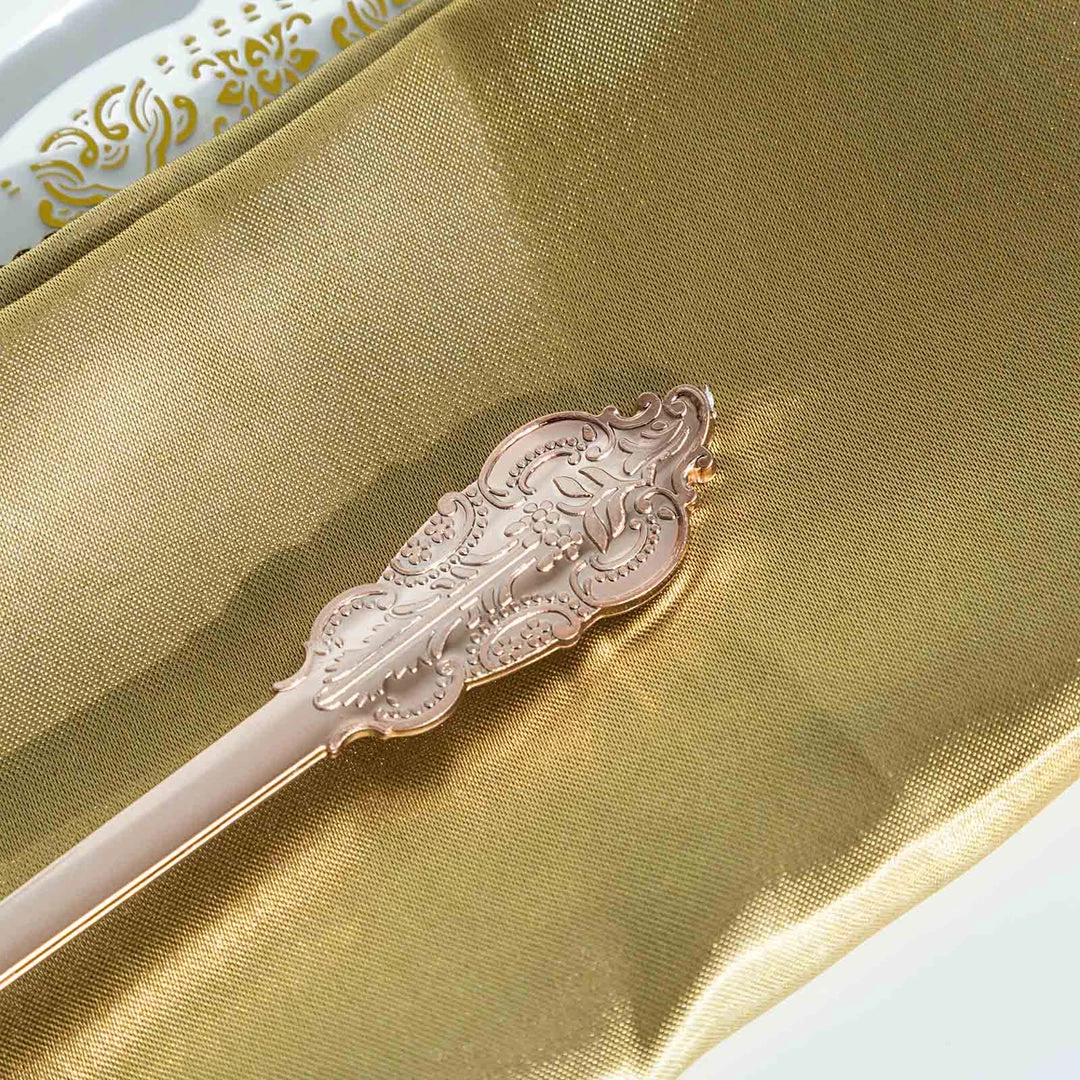 HIER_5460 72 Pack - Metallic Rose Gold Baroque Style Heavy Duty Plastic Silverware 7 HIER_5460 72 Pack - Metallic Rose Gold Baroque Style Heavy Duty Plastic Silverware