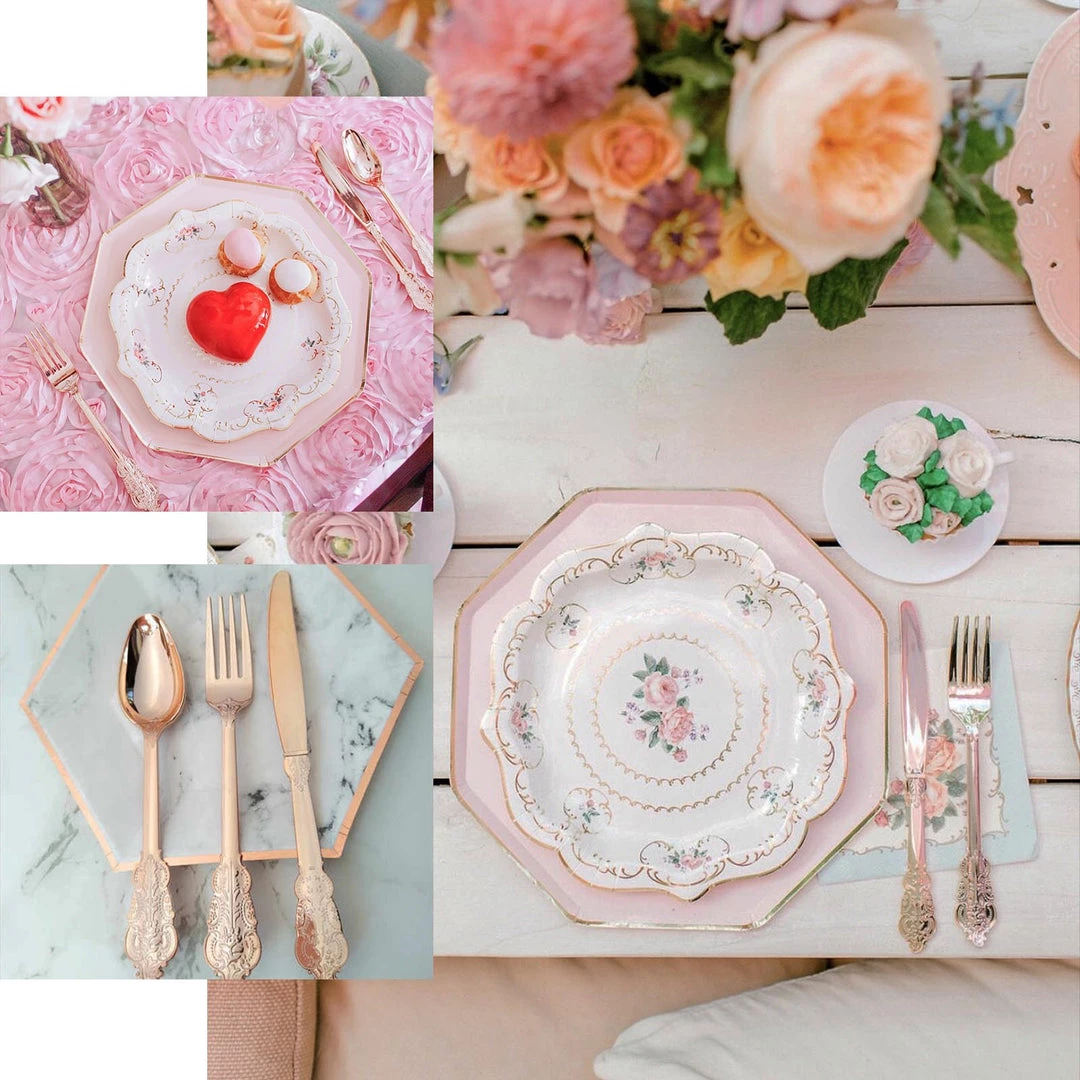 HIER_5460 72 Pack - Metallic Rose Gold Baroque Style Heavy Duty Plastic Silverware 5 HIER_5460 72 Pack - Metallic Rose Gold Baroque Style Heavy Duty Plastic Silverware