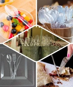 HIER_5460 75 Pack - 7" Clear Heavy Duty Plastic Silverware With White Handle 13 HIER_5460 75 Pack - 7