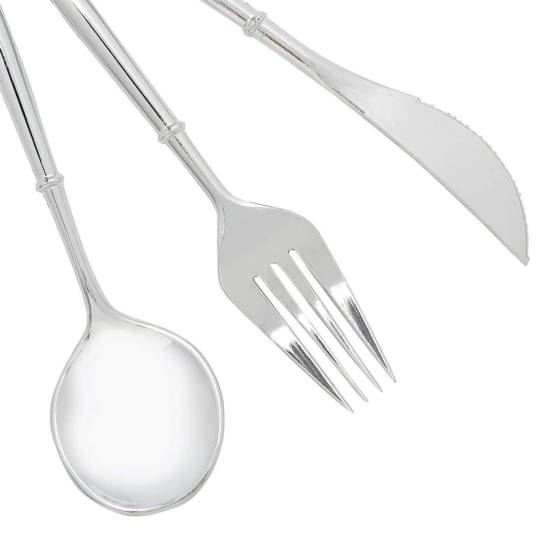HIER_5460 24 Pack | 8" Silver Modern Plastic Silverware Set Heavy Duty Flatware, Disposable Cutlery Disposable Dinnerware 12 HIER_5460 24 Pack | 8" Silver Modern Plastic Silverware Set Heavy Duty Flatware, Disposable Cutlery Disposable Dinnerware
