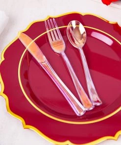 HIER_5460 24 Pack | Iridescent Disposable Cutlery Set, Plastic Party Silverware
