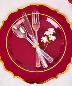 HIER_5460 24 Pack | Iridescent Disposable Cutlery Set, Plastic Party Silverware