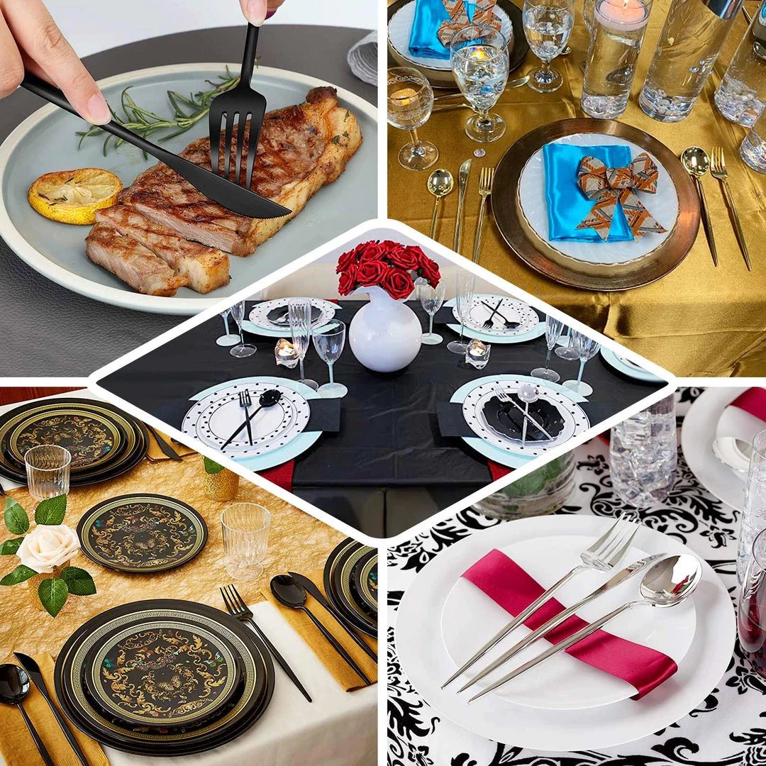 HIER_5460 24 Pack | 8" Glossy Gold Heavy Duty Plastic Silverware Knives Cutlery, Premium Disposable Sleek Flatware Disposable Dinnerware 5 HIER_5460 24 Pack | 8" Glossy Gold Heavy Duty Plastic Silverware Knives Cutlery, Premium Disposable Sleek Flatware Disposable Dinnerware