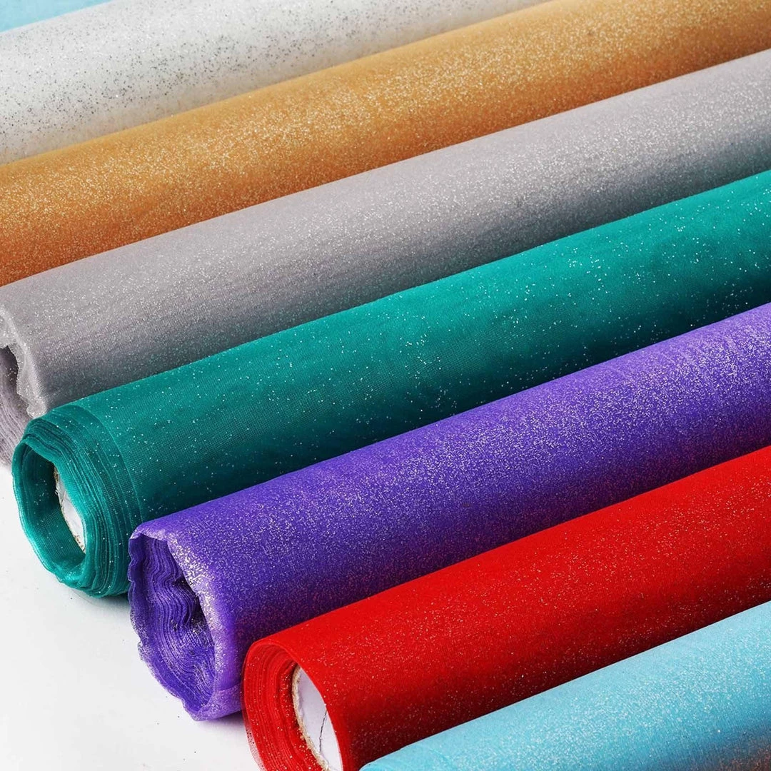 HIER_5220 12" X 10 Yards | Purple Glittering Organza Fabric Bolt 3 HIER_5220 12" X 10 Yards | Purple Glittering Organza Fabric Bolt