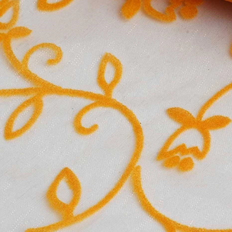 HIER_5220 12" X 10 Yards Orange Velvet Embroidery On Organza Fabric Bolt Fabric Bolts & Bags 3 HIER_5220 12" X 10 Yards Orange Velvet Embroidery On Organza Fabric Bolt Fabric Bolts & Bags
