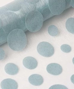 HIER_5220 Fabric Bolts & Bags 12" X 10 Yards Blue Premium Velvet Dots On Organza Fabric Bolt