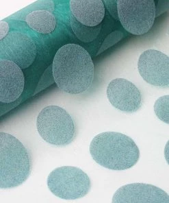 HIER_5220 12" X 10 Yards Hunter Green Premium Velvet Dots On Organza Fabric Bolt Fabric Bolts & Bags