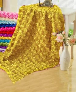 HIER_5210 Fabric Bolts & Bags 54" X 4 Yards Silver Satin Rosette Fabric By The Roll