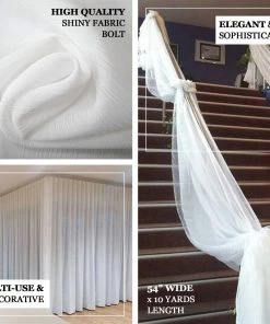 HIER_5210 54" X 10 Yards White Tasteful Crinkle Chiffon Shiny Fabric Bolt