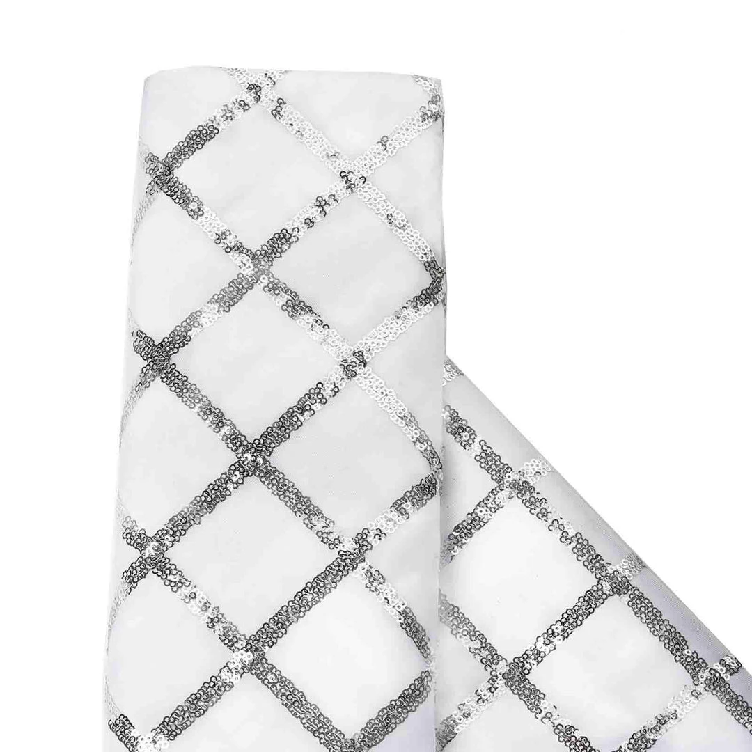 HIER_5210 Fabric Bolts & Bags 54"x 4 Yards White Iridescent Sequin Silk Taffeta Fabric Wholesale 2 HIER_5210 Fabric Bolts & Bags 54"x 4 Yards White Iridescent Sequin Silk Taffeta Fabric Wholesale