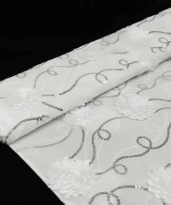 HIER_5210 Fabric Bolts & Bags 54" X 4 Yards | White | 1 Bolt | Iridescent Sequin Silk Taffeta Fabric Wholesale