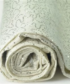 HIER_5210 54" X 4 Yards | Silver Jute Burlap Fabric Roll | Sequin Design Fabric By The Roll