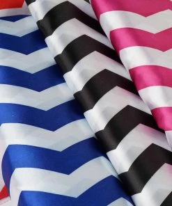 HIER_5210 54" X 10 Yards Purple/White Printed Satin Zig Zag Pattern Chevron Fabric By The Roll