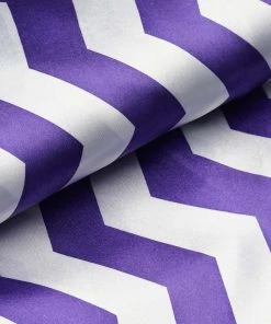 HIER_5210 54" X 10 Yards Purple/White Printed Satin Zig Zag Pattern Chevron Fabric By The Roll
