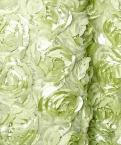 HIER_5210 Fabric Bolts & Bags 54" X 4 Yards Tea Green Rosette Satin Lace Fabric Roll