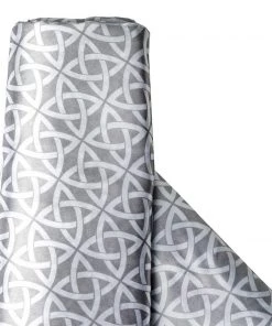 HIER_5210 Fabric Bolts & Bags 54" X 10 Yards Silver/White Zen Patterns Printed Satin Fabric Bolts