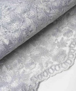 HIER_5210 54" X 4 Yards Silver Embroidered Sheer Drapery Fabric Wholesale Wedding Ceremony Decor