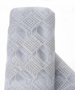 HIER_5210 Fabric Bolts & Bags 54" X 4 Yards | White/Silver Buffalo Plaid Fabric Roll | Checkered Netting Polyester Fabric By The Roll