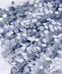 HIER_5210 Theme Décor 54" X 4Yards | Dusty Blue Payette Sequin Fabric Roll With Mesh Fabric Base 18 HIER_5210 Theme Décor 54