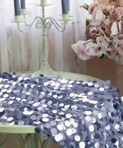 HIER_5210 Theme Décor 54" X 4Yards | Dusty Blue Payette Sequin Fabric Roll With Mesh Fabric Base 21 HIER_5210 Theme Décor 54