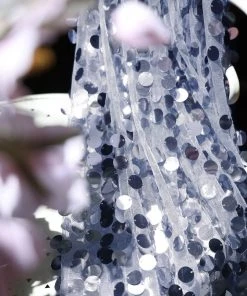 HIER_5210 Theme Décor 54" X 4Yards | Dusty Blue Payette Sequin Fabric Roll With Mesh Fabric Base