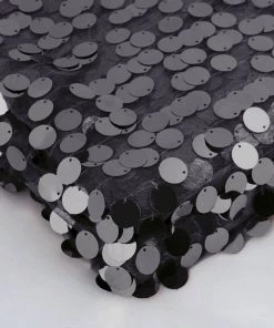 HIER_5210 54" X 4Yards | Black Payette Sequin Fabric Roll With Mesh Fabric Base