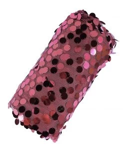 HIER_5210 54" X 4Yards | Burgundy Payette Sequin Fabric Roll With Mesh Fabric Base