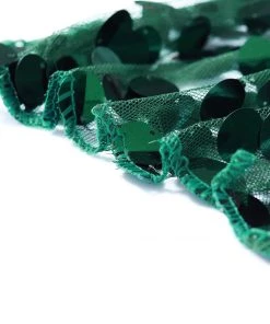 HIER_5220 54" X 4 Yards | Hunter Emerald Green Payette Sequin Fabric Roll With Mesh Fabric Base Theme Décor