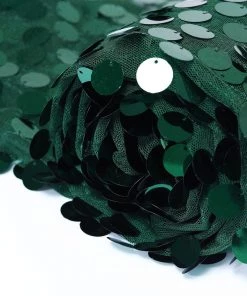 HIER_5220 54" X 4 Yards | Hunter Emerald Green Payette Sequin Fabric Roll With Mesh Fabric Base Theme Décor