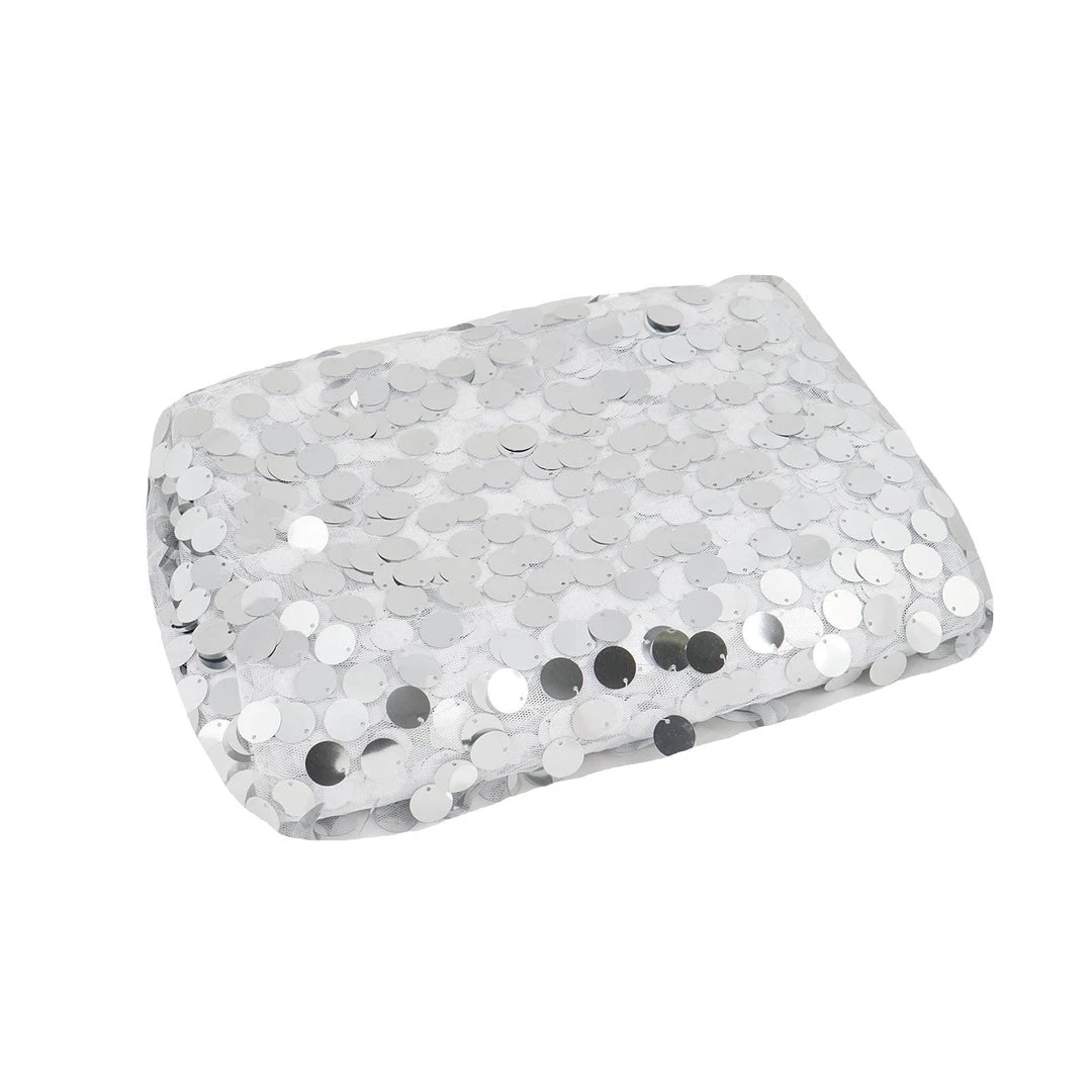 HIER_5210 Fabric Bolts & Bags 54" X 4Yards | Silver Payette Sequin Fabric Roll With Mesh Fabric Base 2 HIER_5210 Fabric Bolts & Bags 54" X 4Yards | Silver Payette Sequin Fabric Roll With Mesh Fabric Base