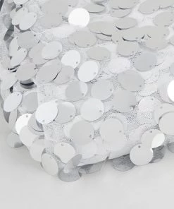 HIER_5210 Fabric Bolts & Bags 54" X 4Yards | Silver Payette Sequin Fabric Roll With Mesh Fabric Base