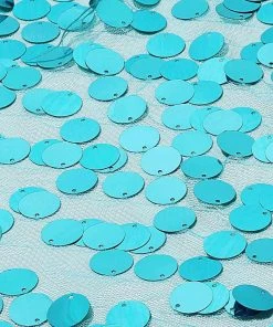 HIER_5210 54" X 4Yards | Turquoise Payette Sequin Fabric Roll With Mesh Fabric Base Theme Décor