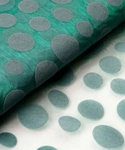 HIER_5210 54" X 10 Yards Hunter Emerald Green Velvet Dots Sheer Organza Fabric Bolt