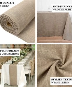 HIER_5210 54" Wide X 10 Yards Taupe Faux Burlap Fabric Roll, Linen Fabric By The Yard 14 HIER_5210 54