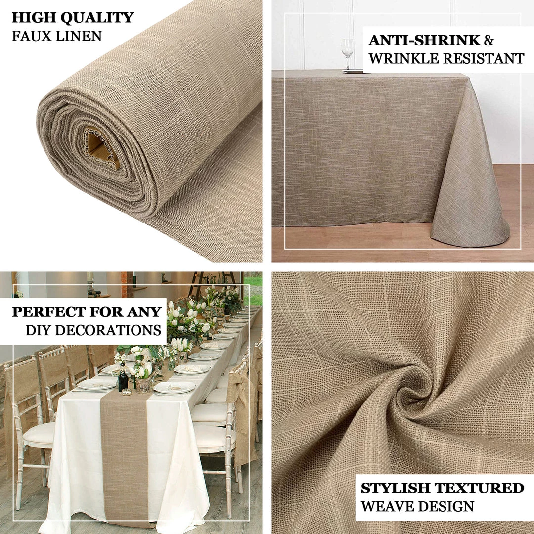 HIER_5210 54" Wide X 10 Yards Taupe Faux Burlap Fabric Roll, Linen Fabric By The Yard 4 HIER_5210 54" Wide X 10 Yards Taupe Faux Burlap Fabric Roll, Linen Fabric By The Yard