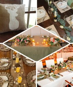 HIER_5210 54" Wide X 10 Yards Taupe Faux Burlap Fabric Roll, Linen Fabric By The Yard 15 HIER_5210 54