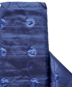 HIER_5210 54" X 5 Yards | Navy Blue Sequin Taffeta Fabric By The Yard