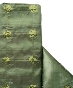 HIER_5210 54" X 5 Yards Olive Green Sequin Taffeta Fabric By The Yard