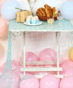 HIER_3300 5Ft X 5Ft Turquoise Cotton Decorative Fish Net, Rustic Beach Decor