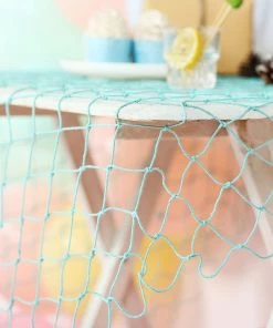 HIER_3300 5Ft X 5Ft Turquoise Cotton Decorative Fish Net, Rustic Beach Decor 18 HIER_3300 5Ft X 5Ft Turquoise Cotton Decorative Fish Net, Rustic Beach Decor
