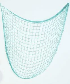 HIER_3300 5Ft X 5Ft Turquoise Cotton Decorative Fish Net, Rustic Beach Decor